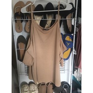 Boohoo Plus Cold Shoulder Scallop Top